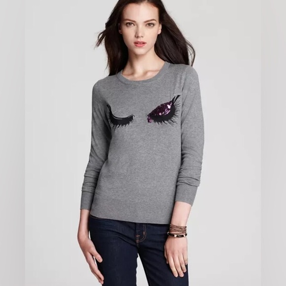 French Connection Sweater Sequin Eye Lash Design Size XS - Picture 2 of 11